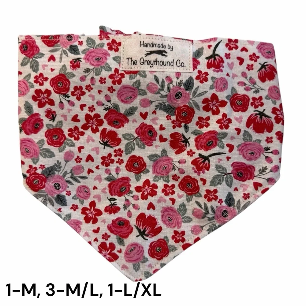 Floral Dog Bandana - Pink and Red by The Greyhound Co.